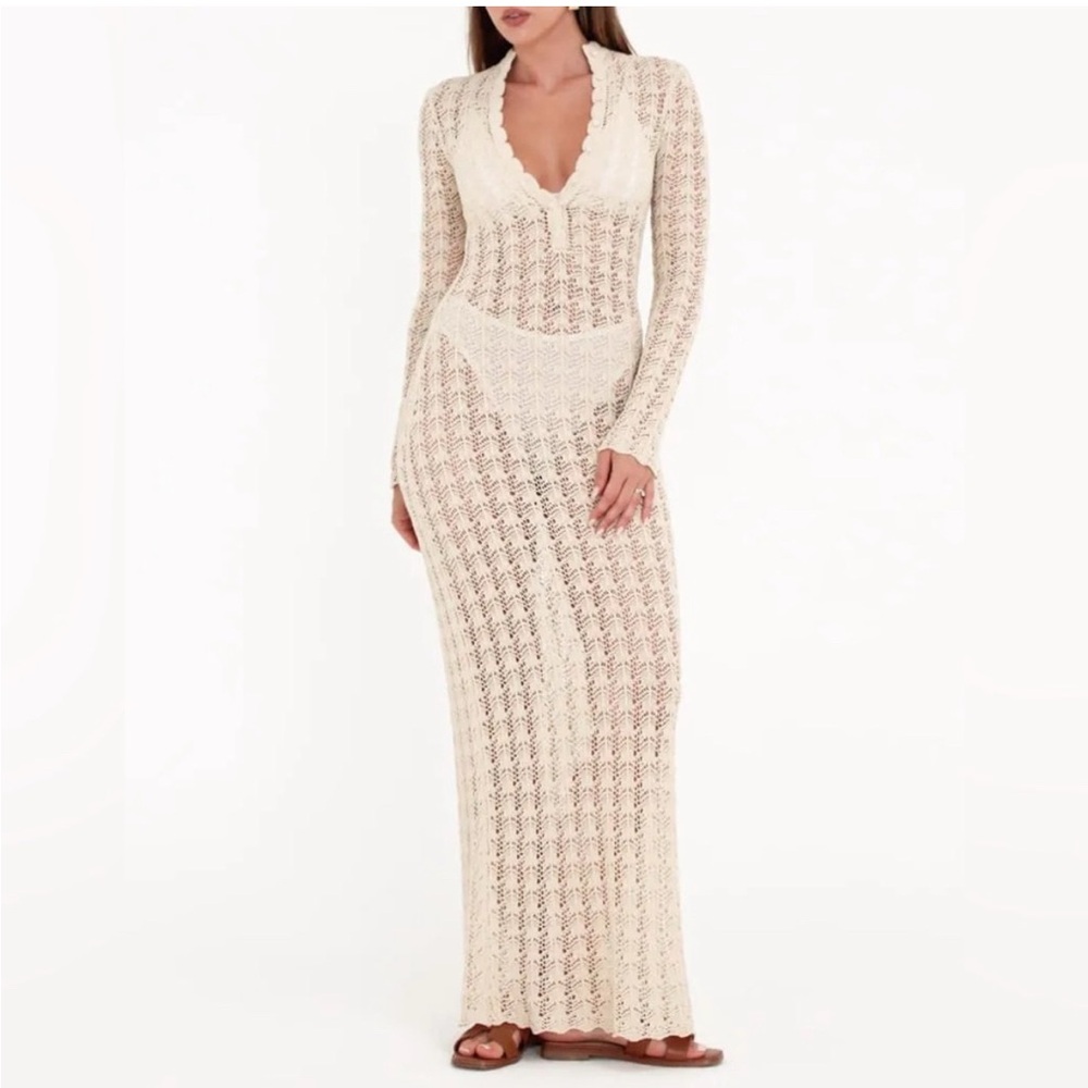 NWT RUMORED Ventura Crochet Maxi Dress